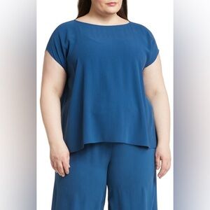 NWT Eileen Fisher Silk Georgette Crepe Boxy Top Shirt | Women's Size 2X